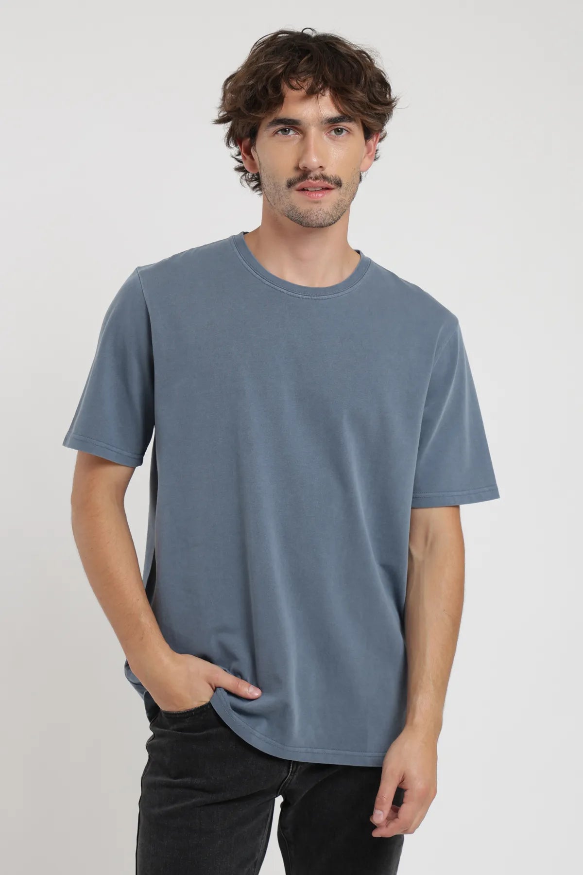 Polera manga corta hombre Plain Heavyweight azul - Algodón orgánico - Frøens
