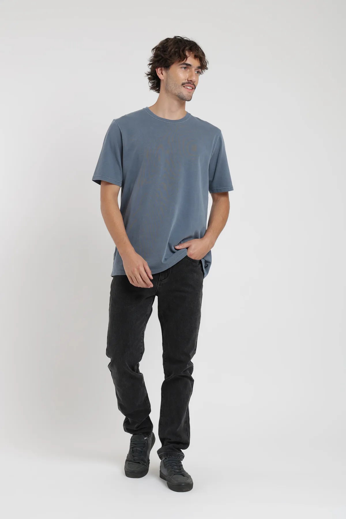 Polera manga corta hombre Plain Heavyweight azul - Algodón orgánico - Frøens