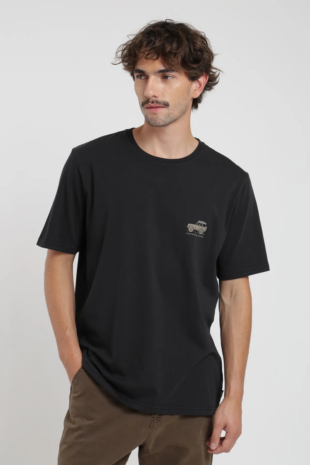 Polera manga corta hombre Auto negro - Algodón orgánico - Frøens