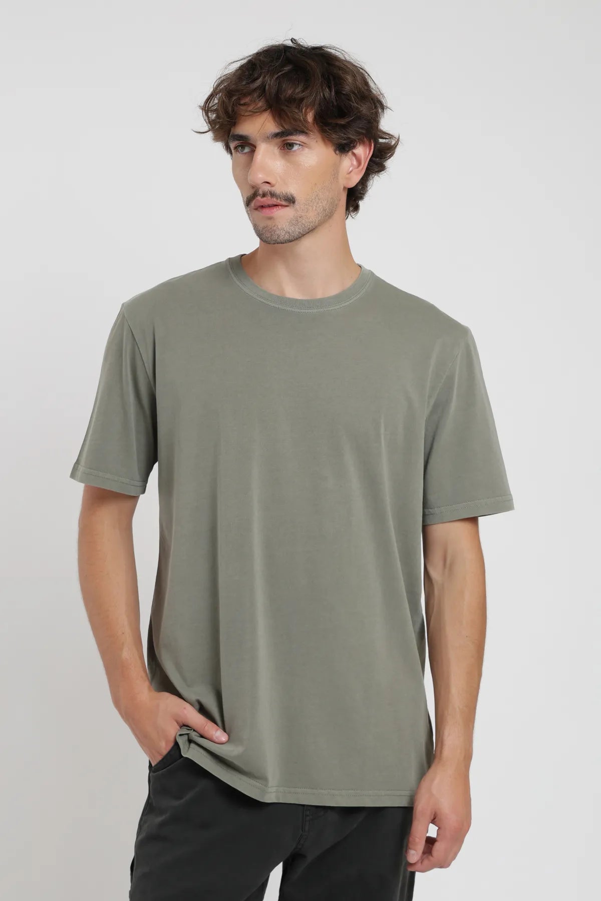 Polera manga corta hombre Plain verde - Algodón orgánico - Frøens