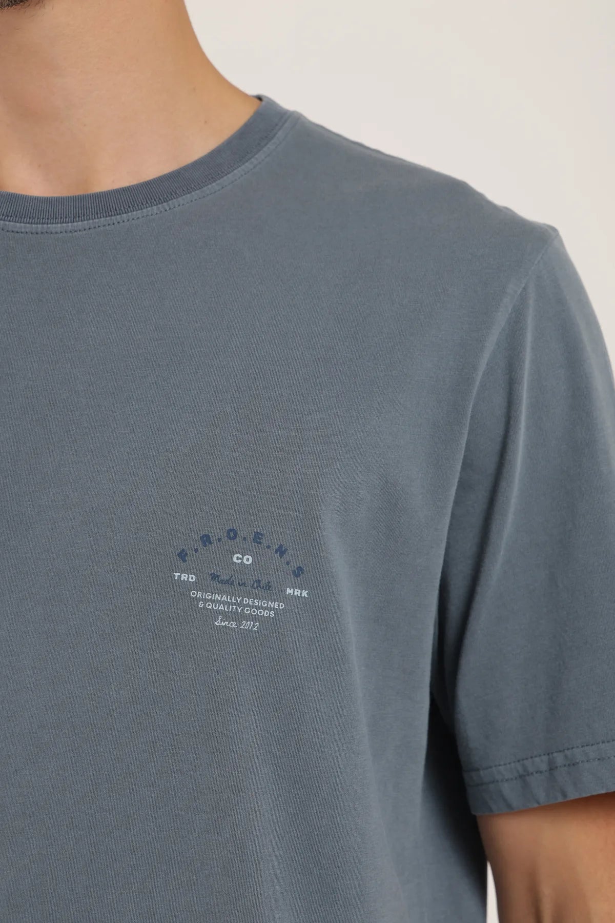 Polera manga corta hombre Text azul - Algodón orgánico - Frøens