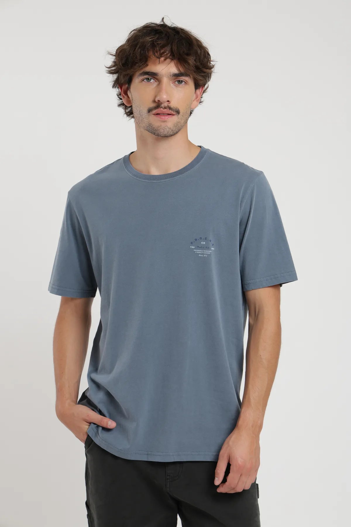 Polera manga corta hombre Text azul - Algodón orgánico - Frøens