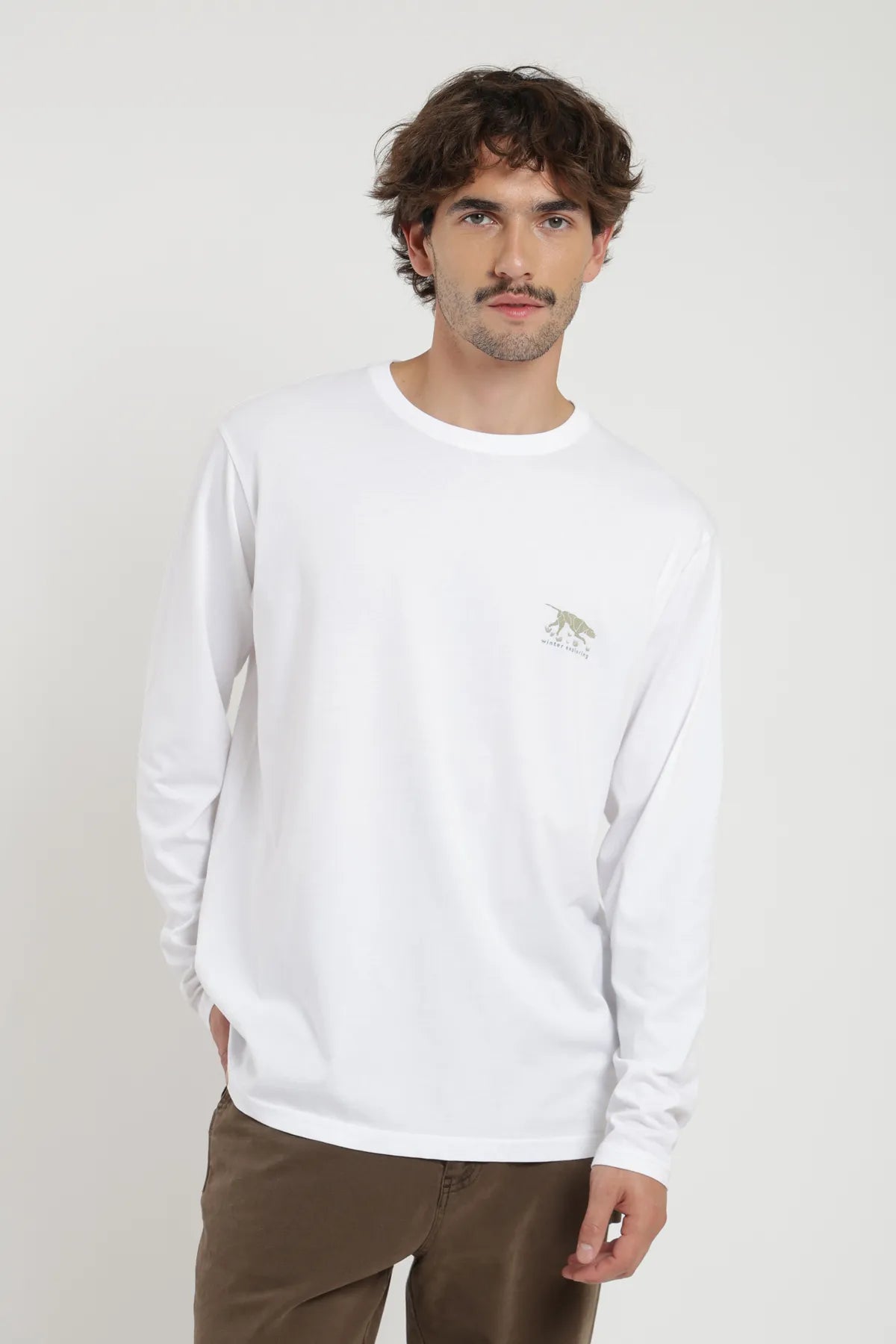 Polera manga larga hombre Dog blanco - Algodón orgánico - Frøens