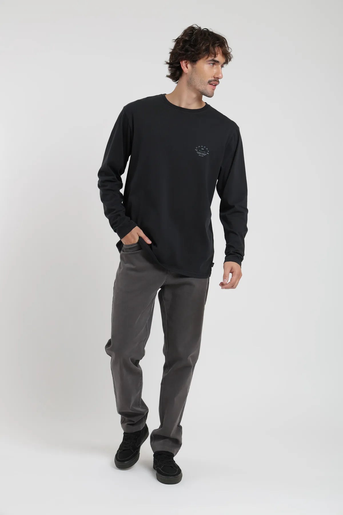 Polera manga larga hombre Text negro - Algodón orgánico - Frøens