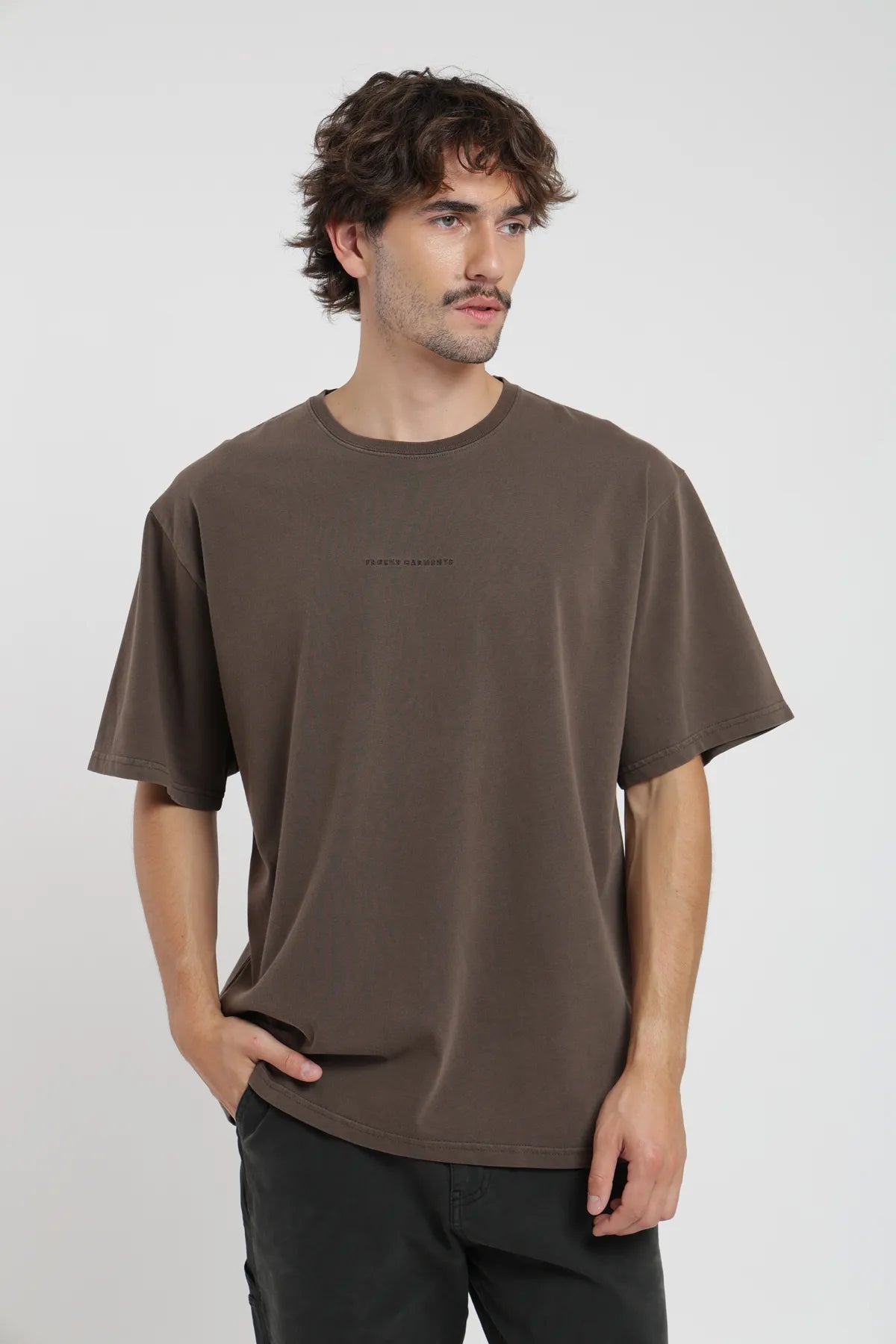 Polera manga corta hombre Oversize café - Algodón orgánico - Frøens