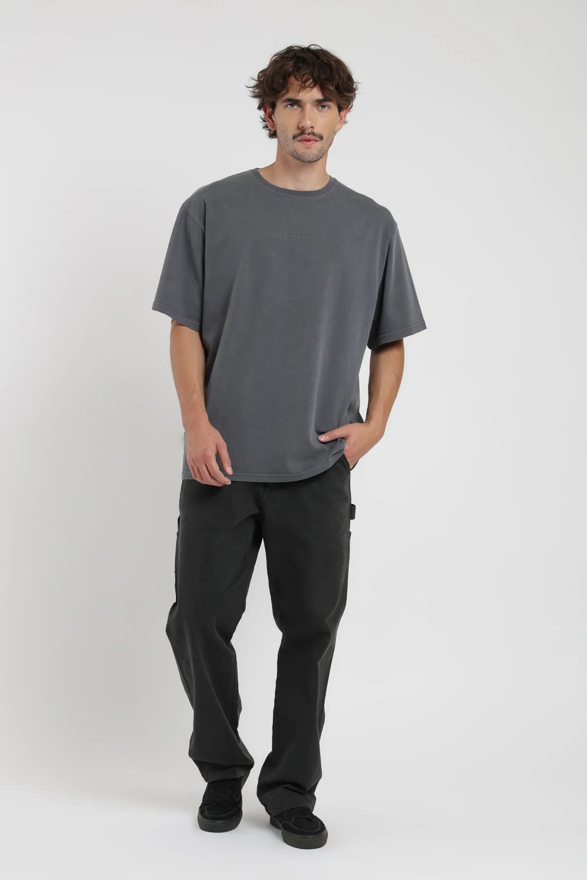 Polera manga corta hombre Oversize grafito - Algodón orgánico - Frøens