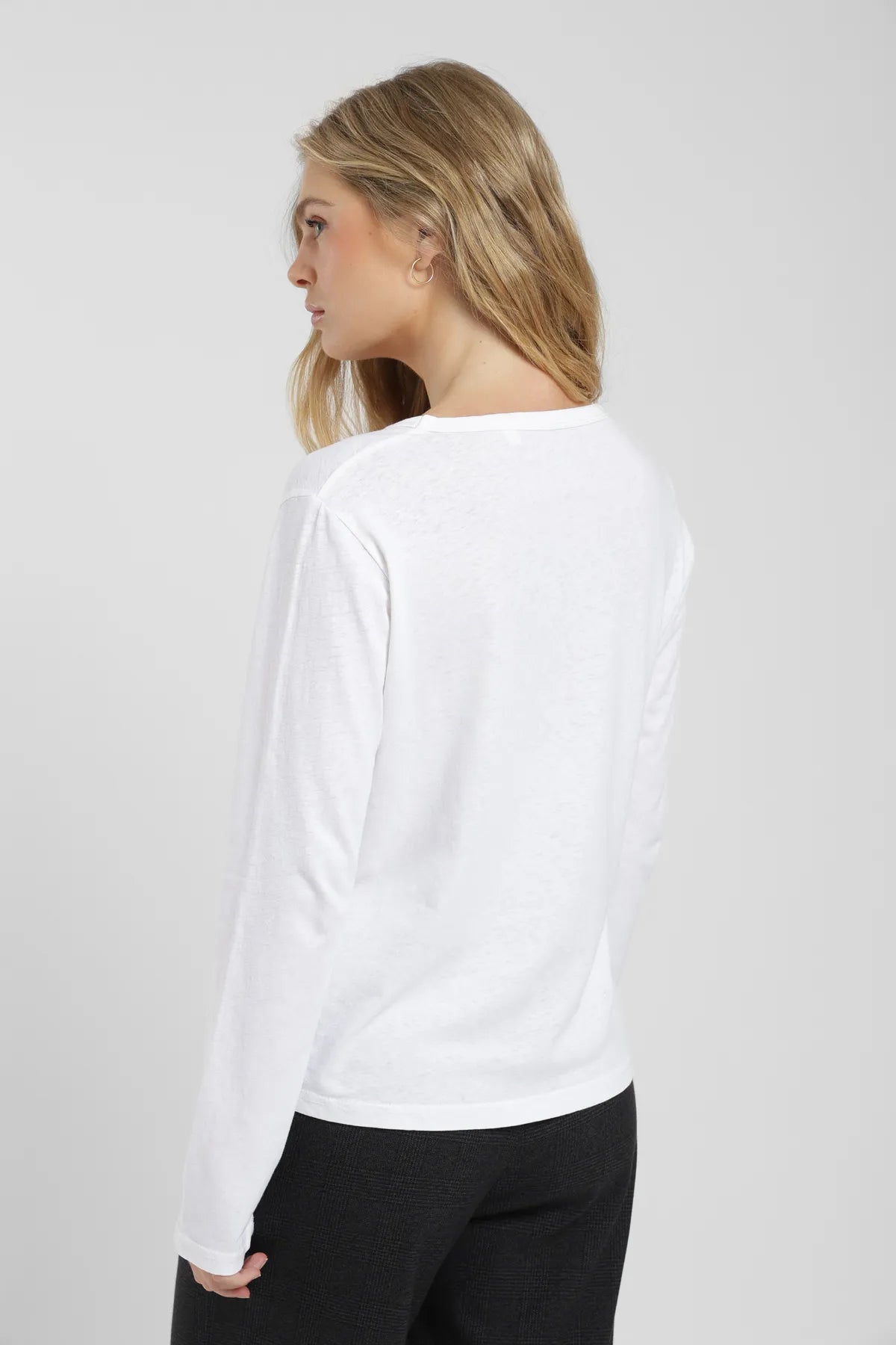 Polera manga larga mujer Lino blanco - Frøens