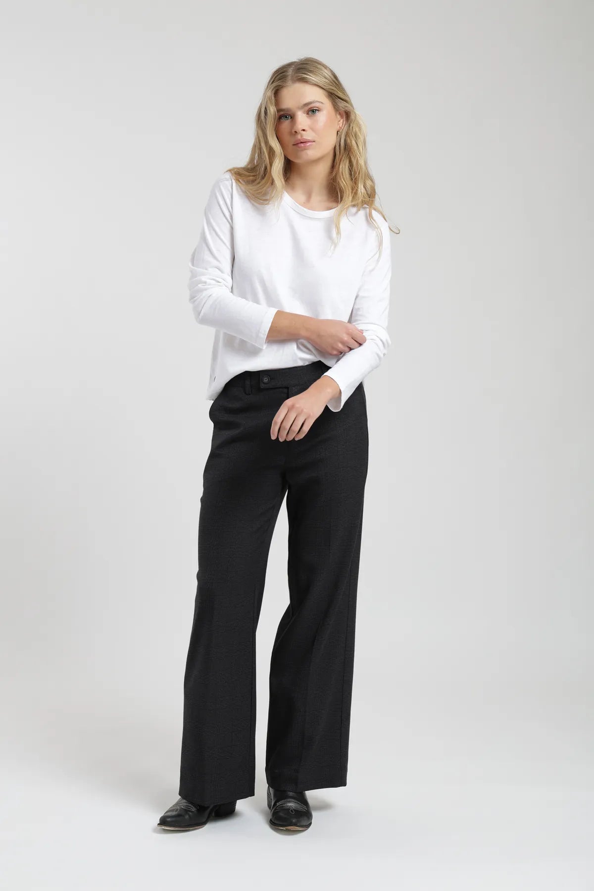 Polera manga larga mujer Lino blanco - Frøens