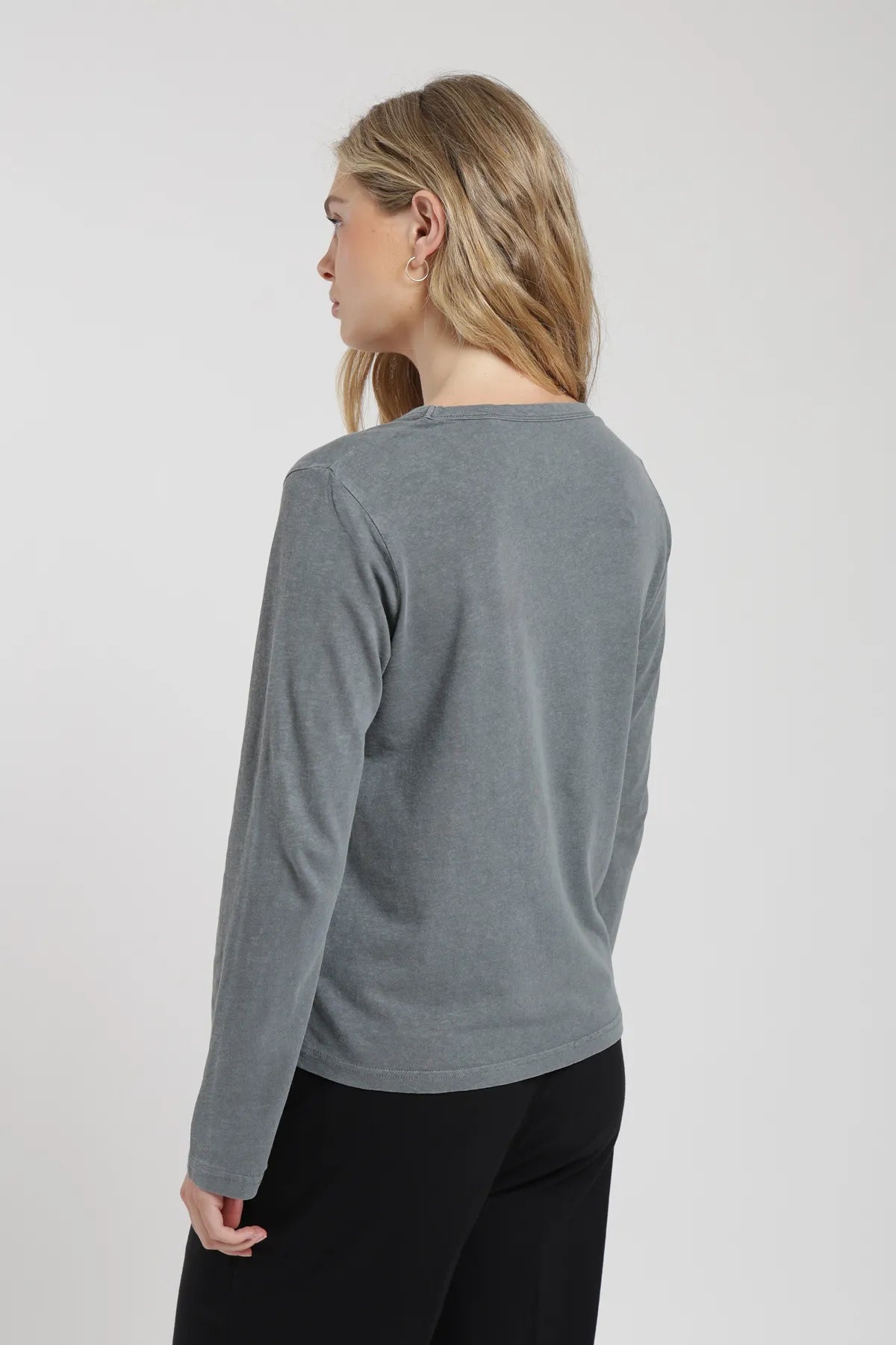 Polera manga larga mujer Lino grafito - Frøens