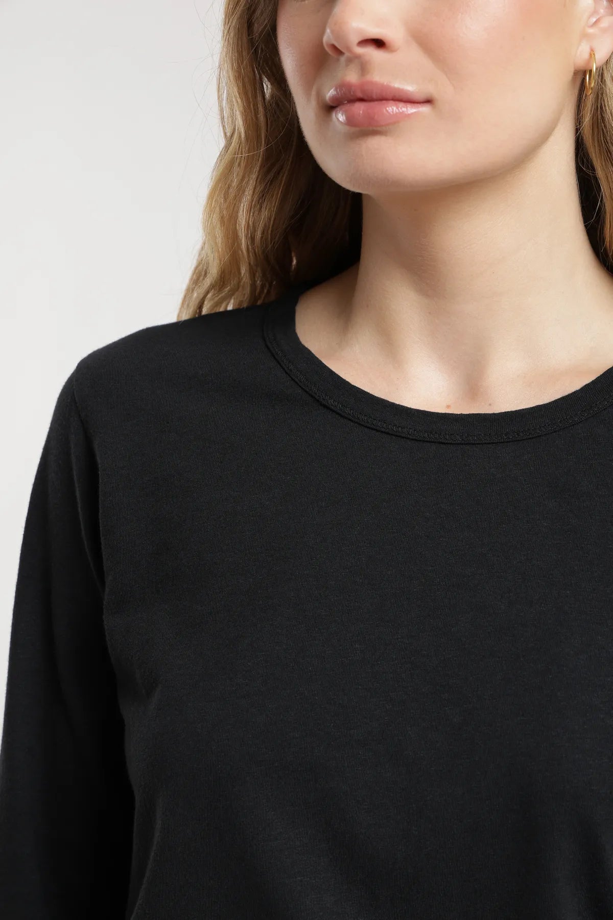 Polera manga larga mujer Lino negro - Frøens