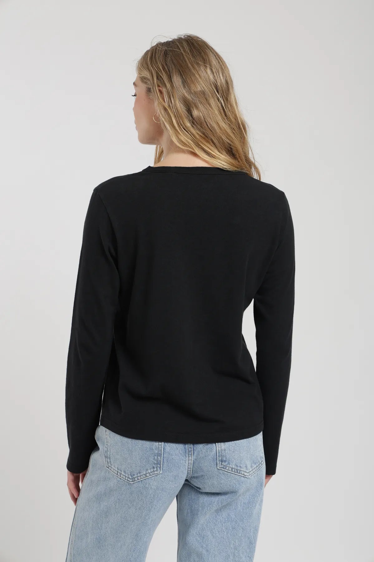 Polera manga larga mujer Lino negro - Frøens