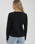 Polera manga larga mujer Lino negro - Frøens