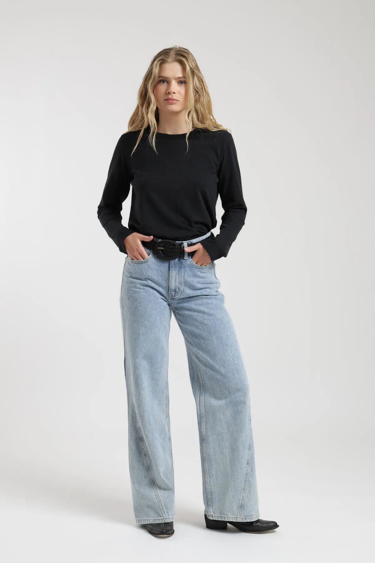 Polera manga larga mujer Lino negro - Frøens