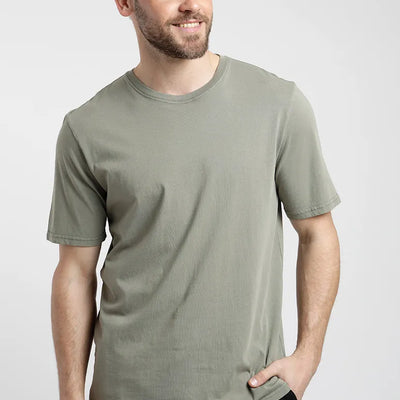 Polera manga corta hombre Plain verde - Algodón orgánico