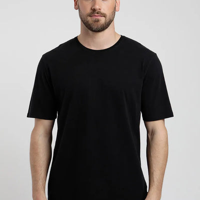 Polera manga corta hombre Plain negro - Algodón orgánico