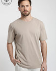 Polera manga corta hombre Plain beige - Algodón orgánico