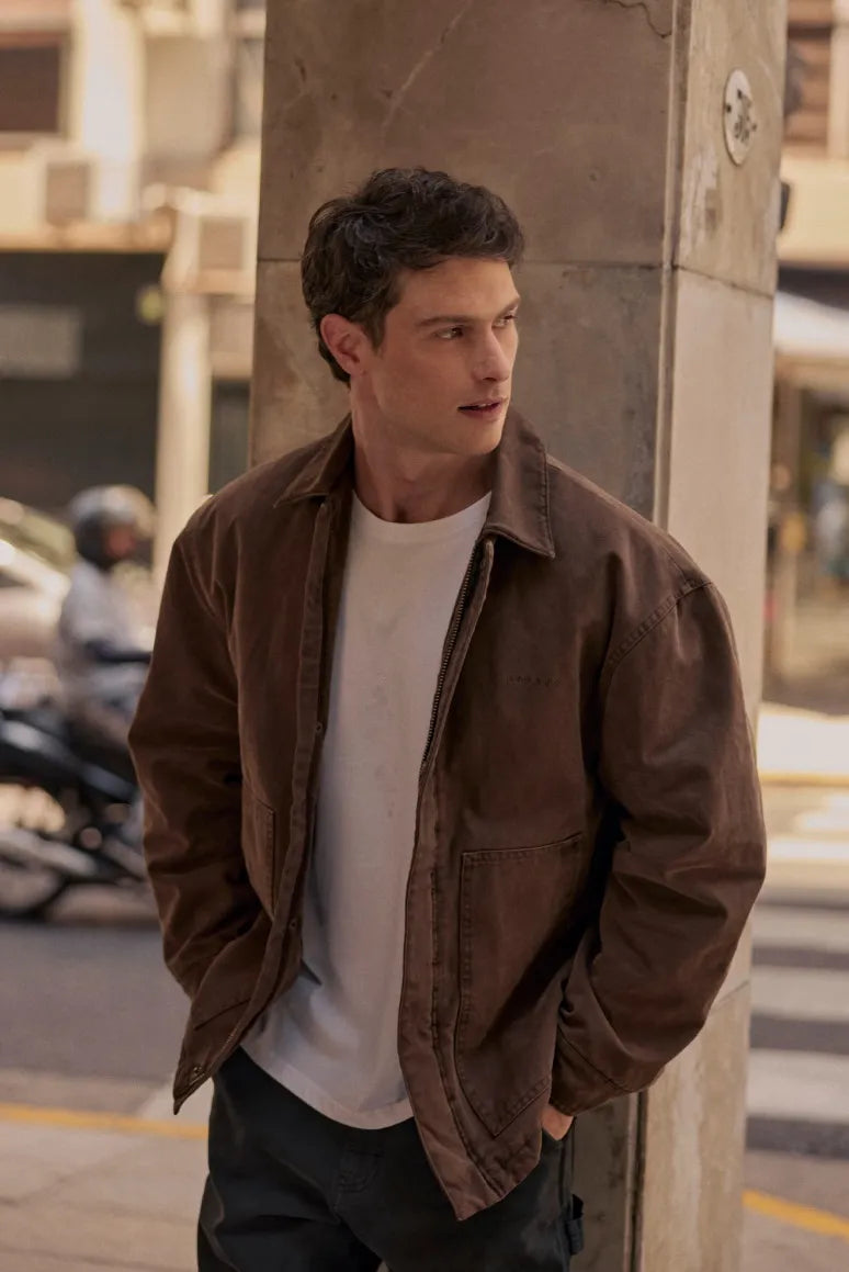 Chaqueta hombre Petrohué café - Algodón orgánico - Frøens