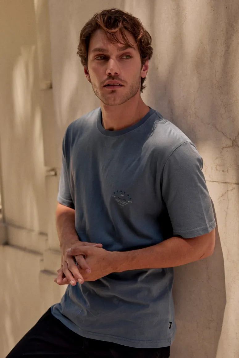 Polera manga corta hombre Text azul - Algodón orgánico - Frøens