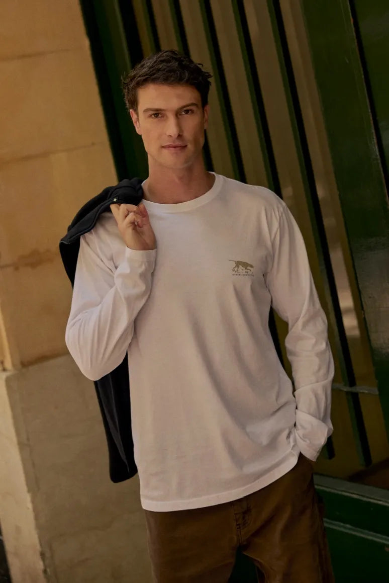 Polera manga larga hombre Dog blanco - Algodón orgánico - Frøens