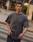 Polera manga corta hombre Oversize grafito - Algodón orgánico - Frøens