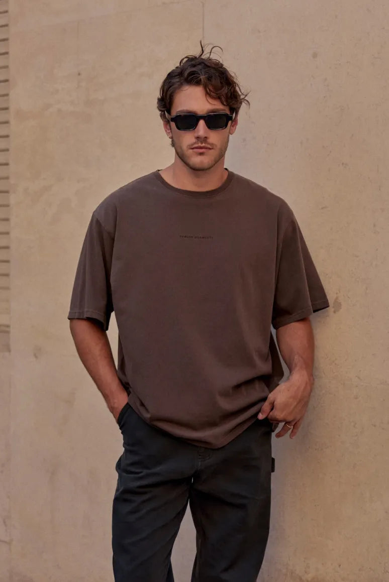 Polera manga corta hombre Oversize café - Algodón orgánico - Frøens