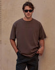 Polera manga corta hombre Oversize café - Algodón orgánico - Frøens