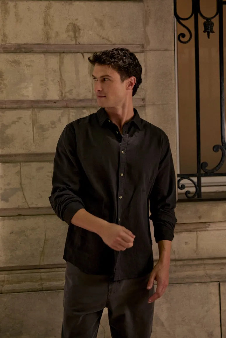 Camisa manga larga Basic grafito - Lino y algodón orgánico - Frøens