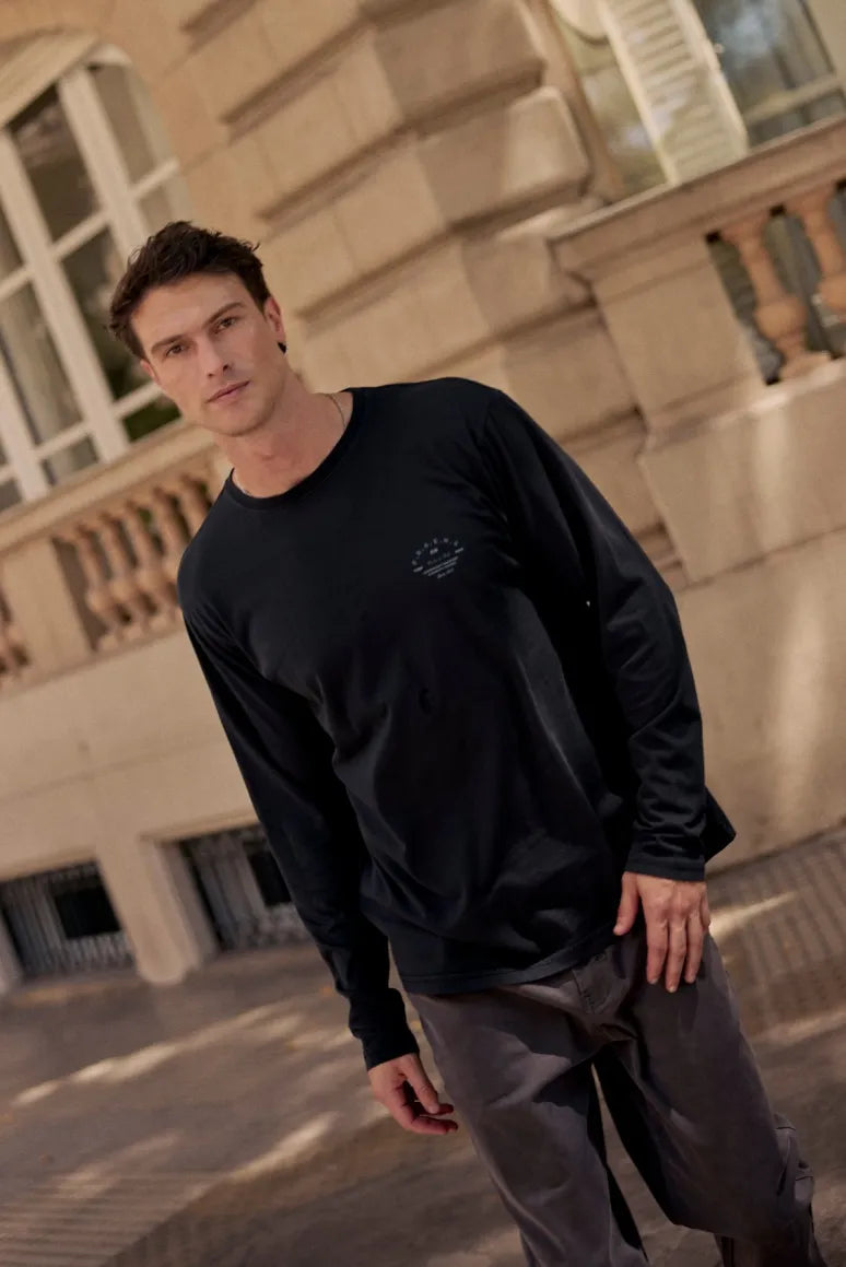 Polera manga larga hombre Text negro - Algodón orgánico - Frøens