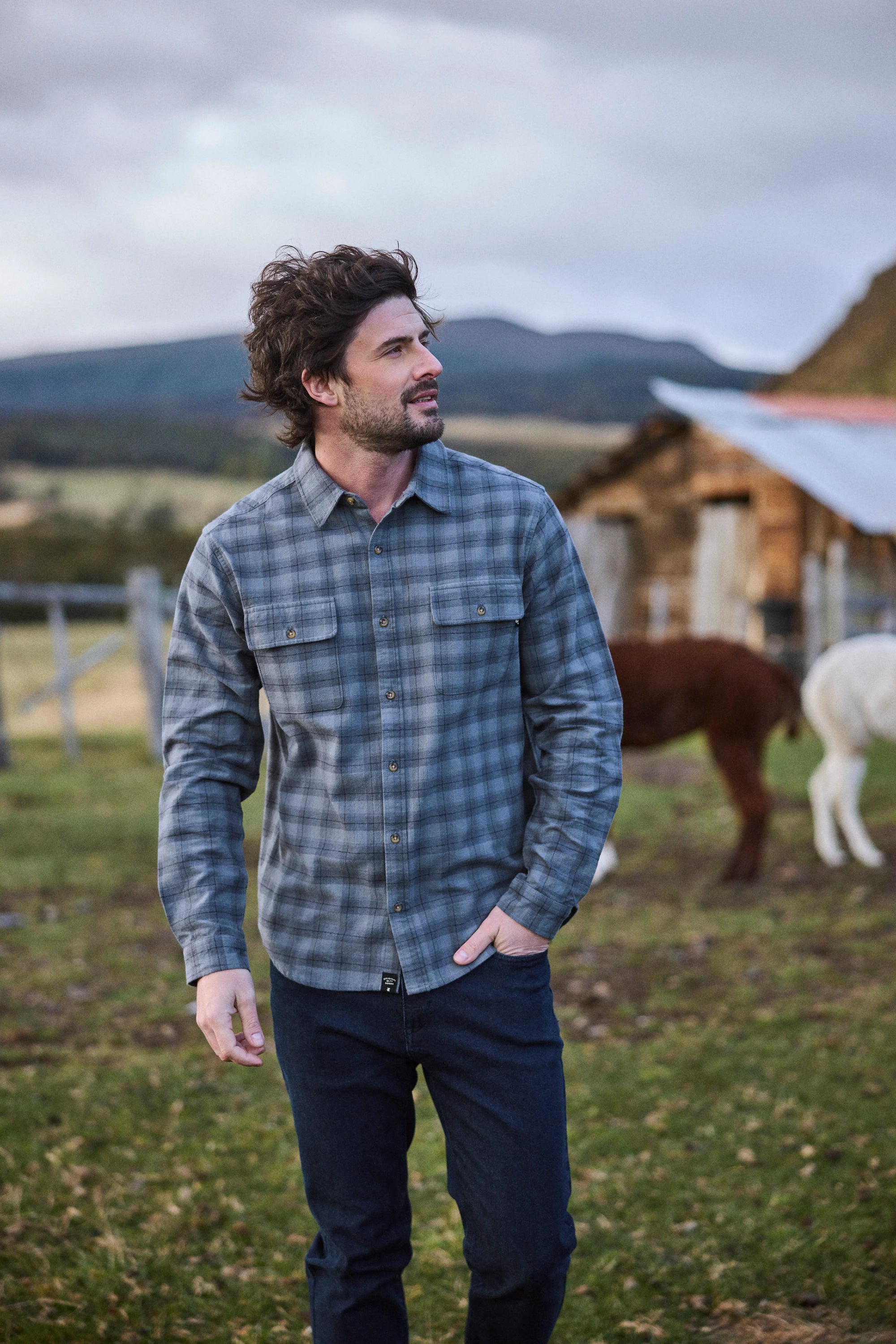 Camisa manga larga Franela yarn azul - Algodón orgánico - Frøens