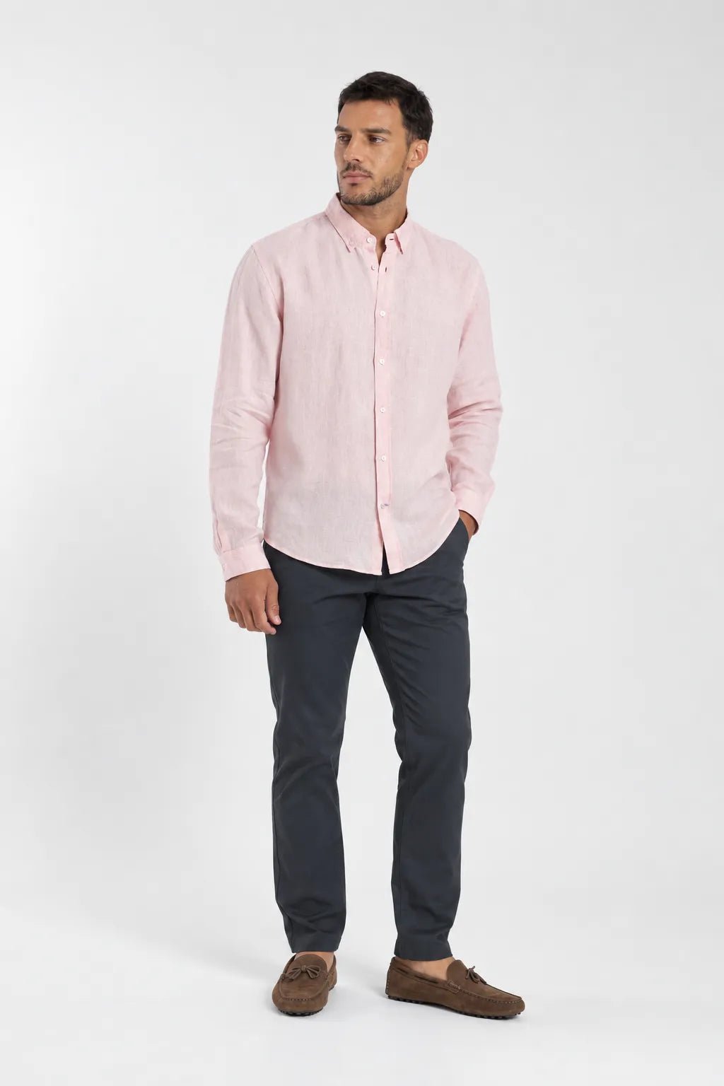 Label - Camisa manga larga amalfi 100% lino rosado - Froens