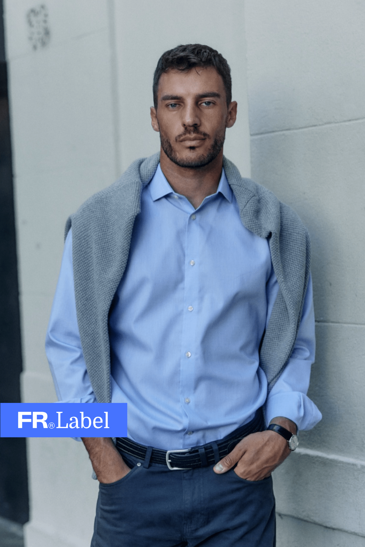 Label - Camisa manga larga non iron celeste - Froens