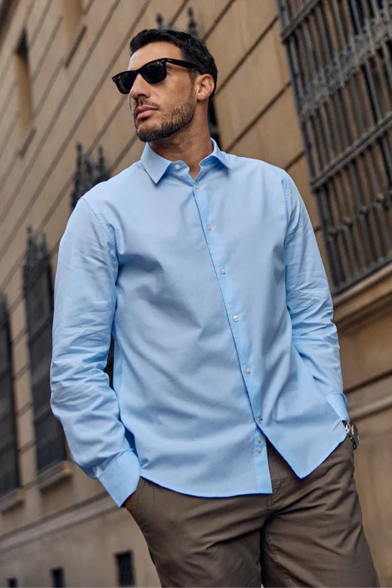 Label - Camisa manga larga non iron celeste - Froens