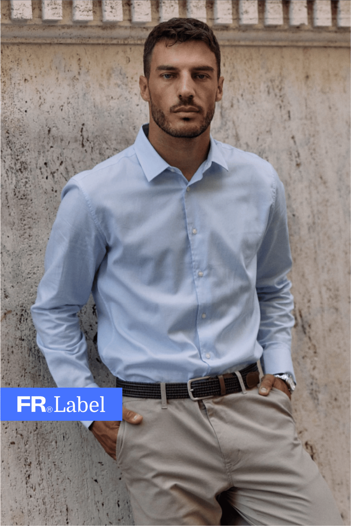 Label - Camisa manga larga non iron stripes azul - Froens