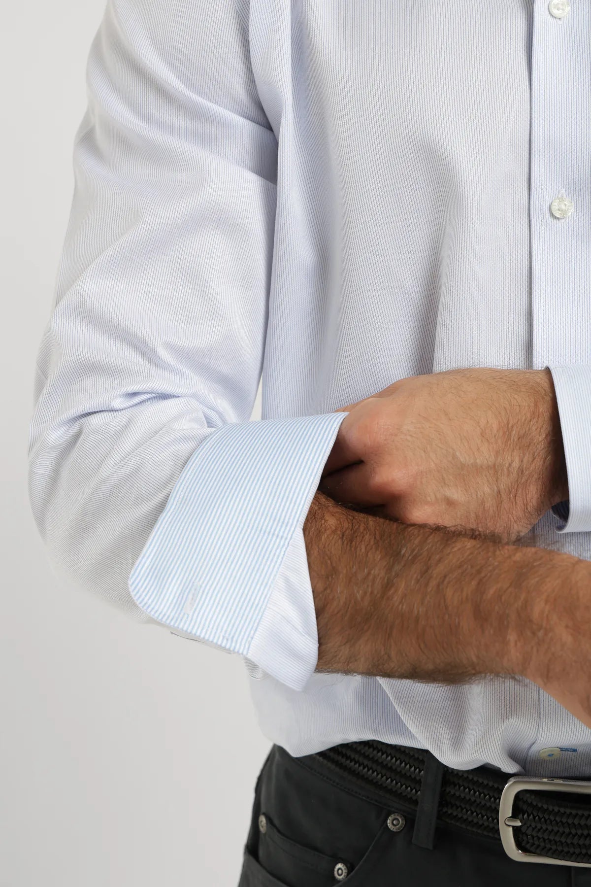 Label - Camisa manga larga non iron stripes azul - Froens
