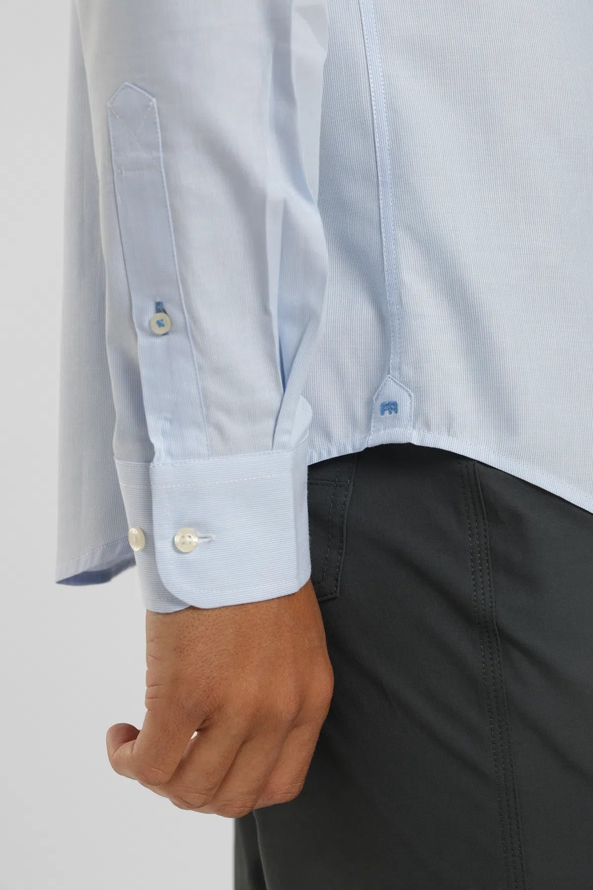 Label - Camisa manga larga Non iron stripes azul Froens