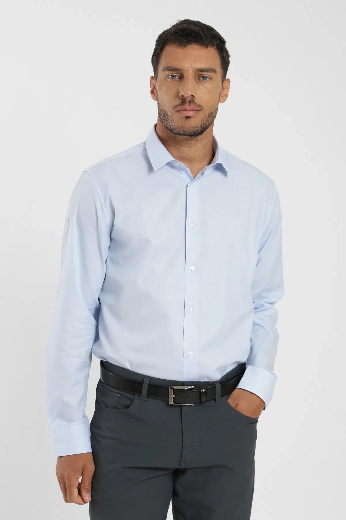 Label - Camisa manga larga Non iron stripes azul Froens