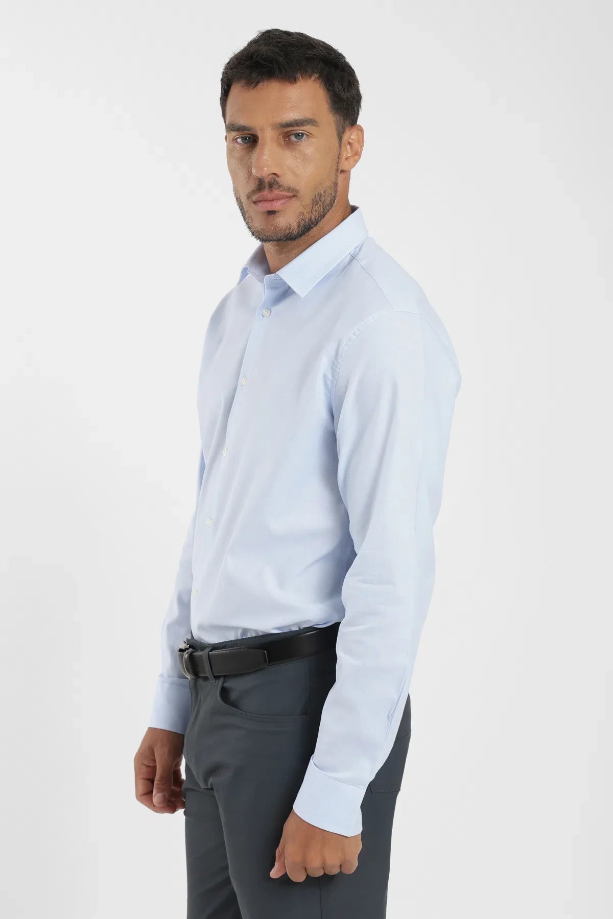 Label - Camisa manga larga Non iron stripes azul Froens