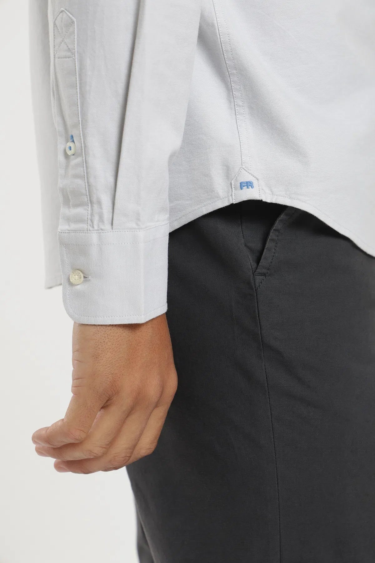 Label - Camisa manga larga Oxford gris Froens