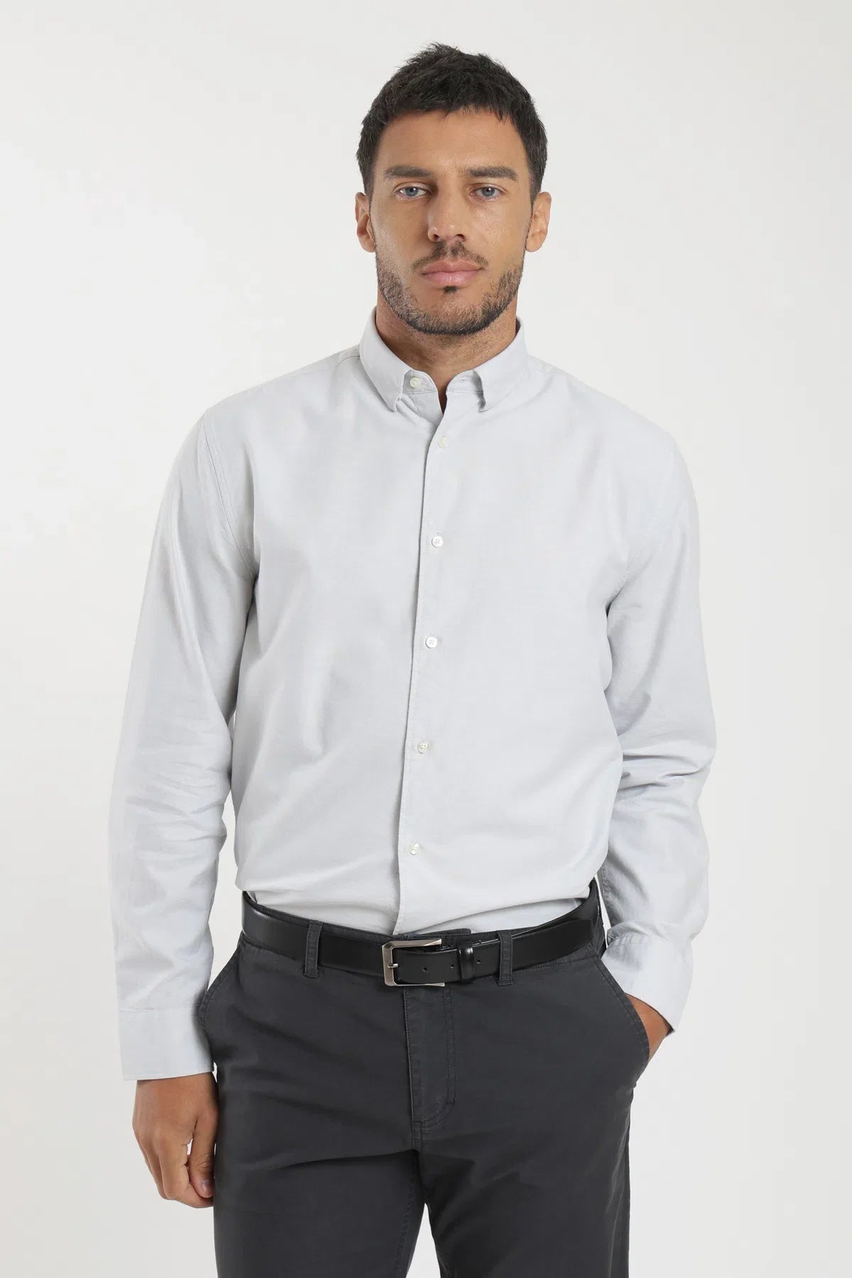 Label - Camisa manga larga Oxford gris Froens