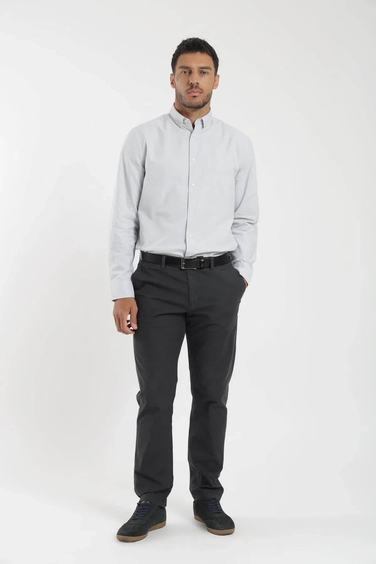 Label - Camisa manga larga Oxford gris Froens