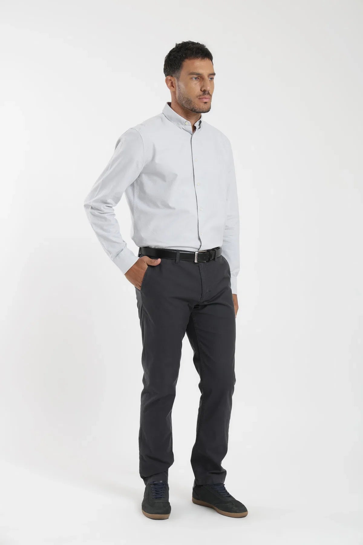 Label - Camisa manga larga Oxford gris Froens