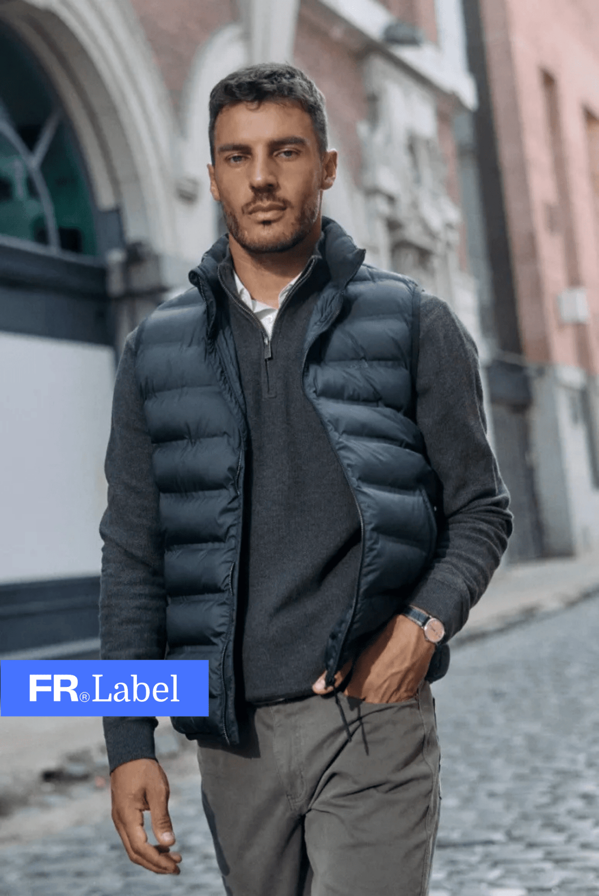Label - Parka hombre sin mangas azul - Froens