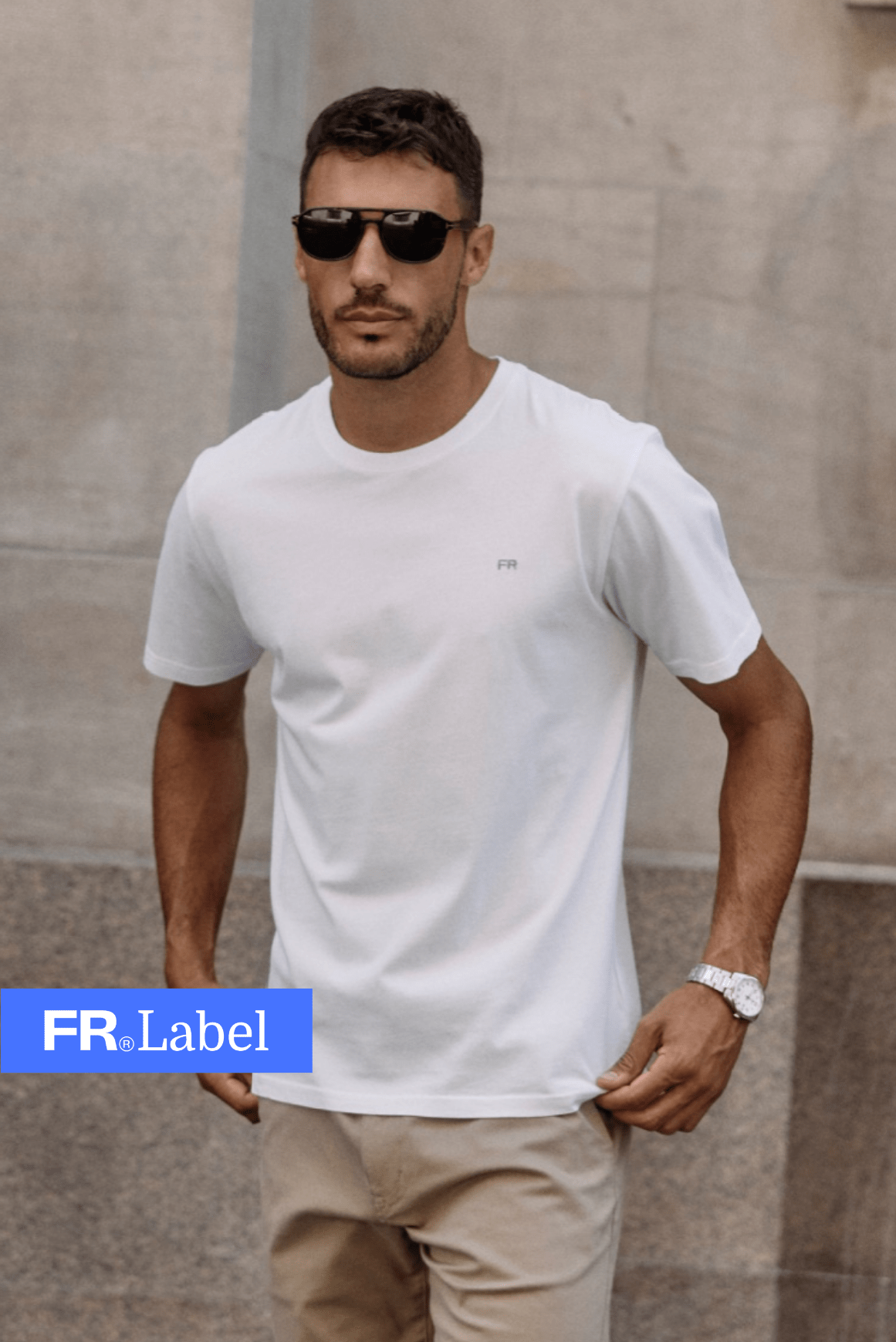 Label - Polera manga corta hombre slim fit blanco - Froens