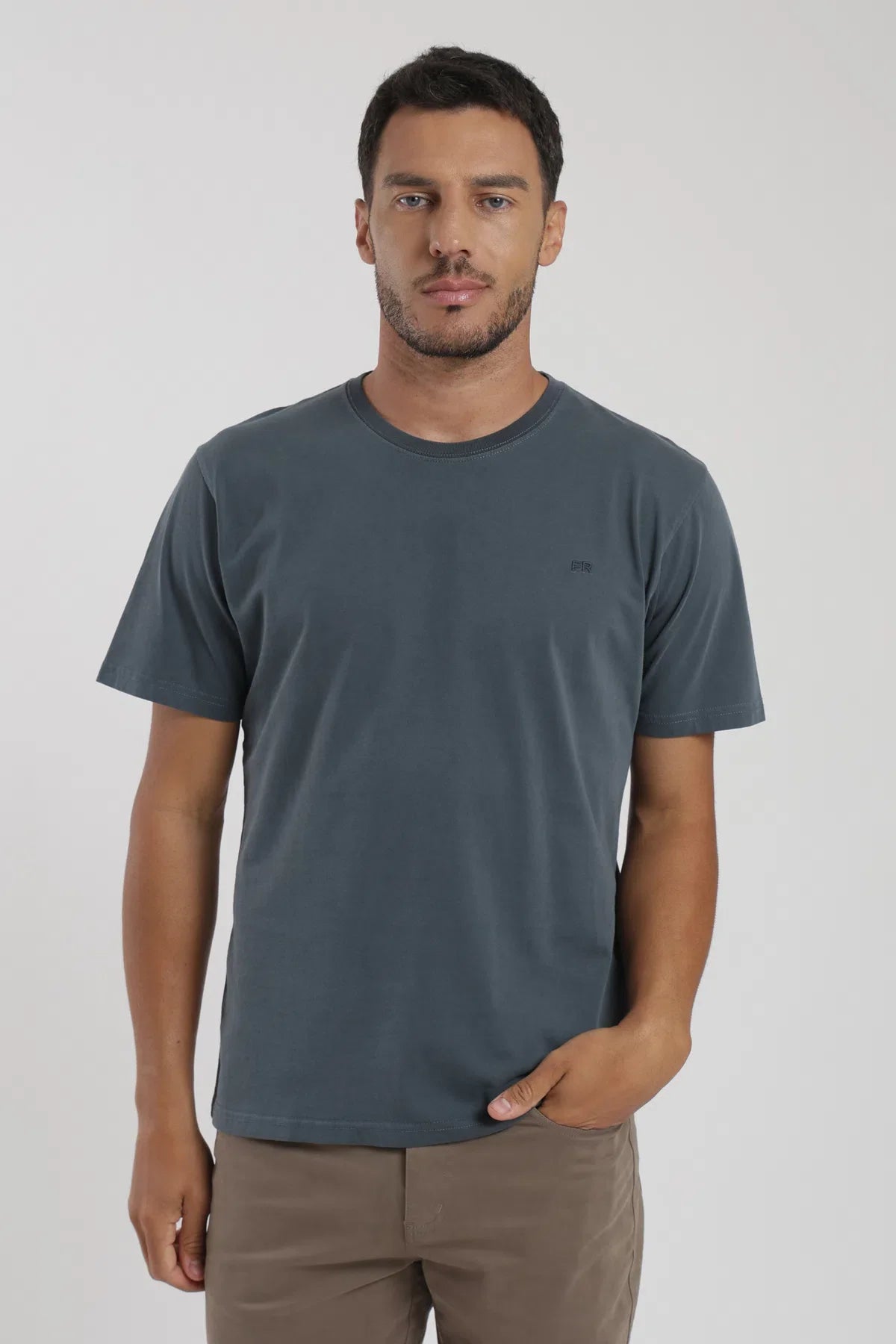 Label - Polera manga corta hombre Slim azul Froens