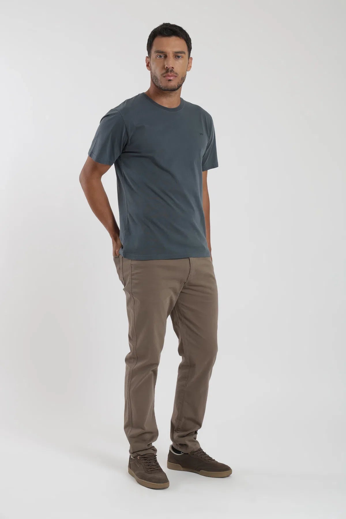 Label - Polera manga corta hombre Slim azul Froens