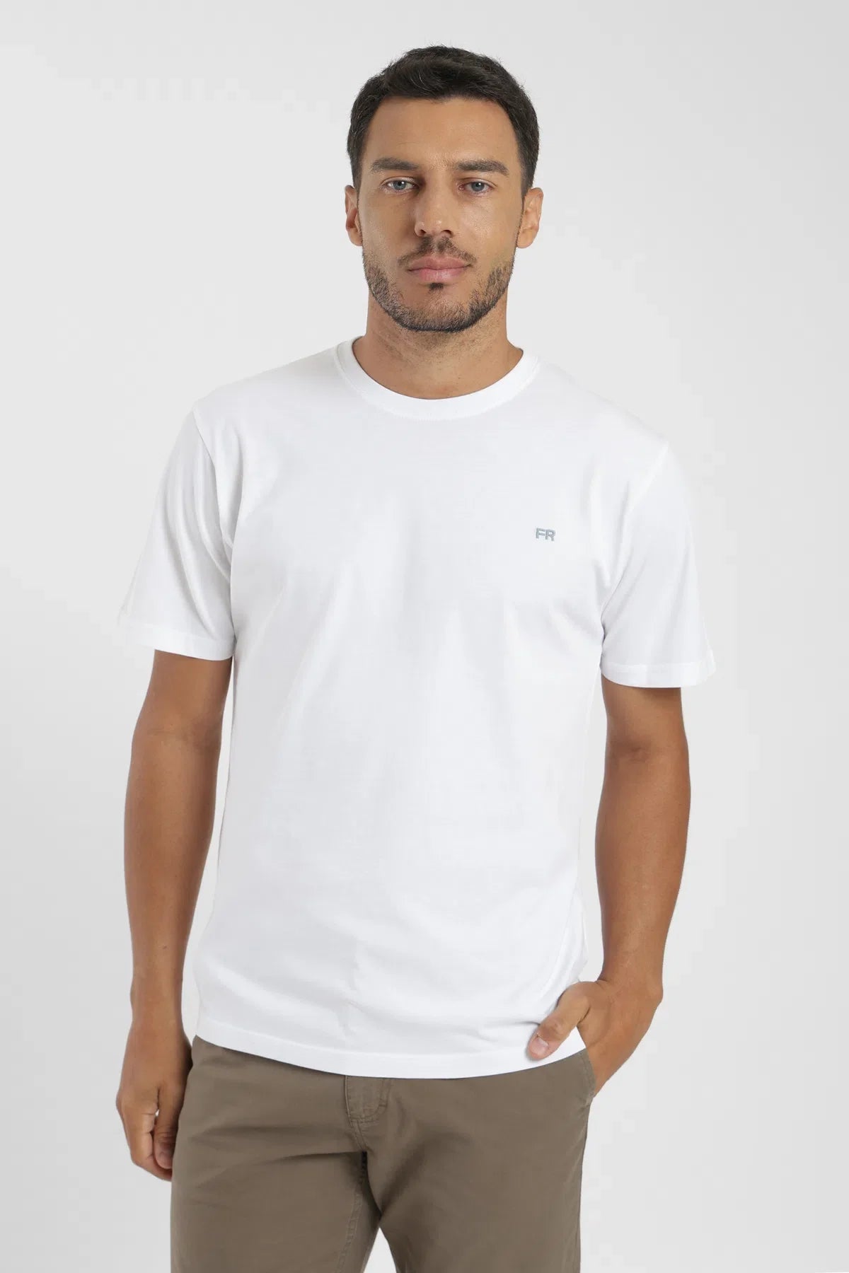 Label - Polera manga corta hombre Slim blanco Froens