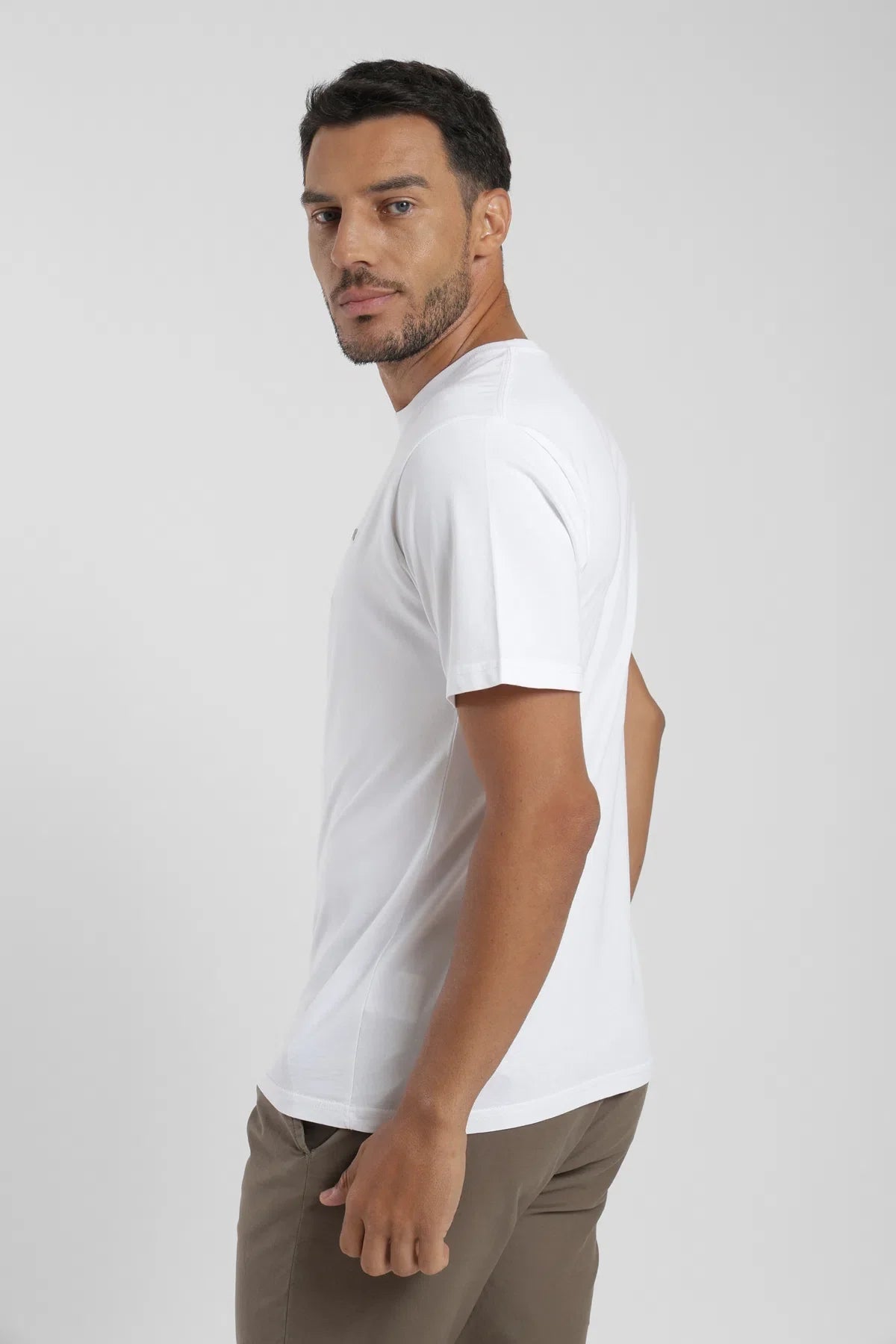 Label - Polera manga corta hombre Slim blanco Froens