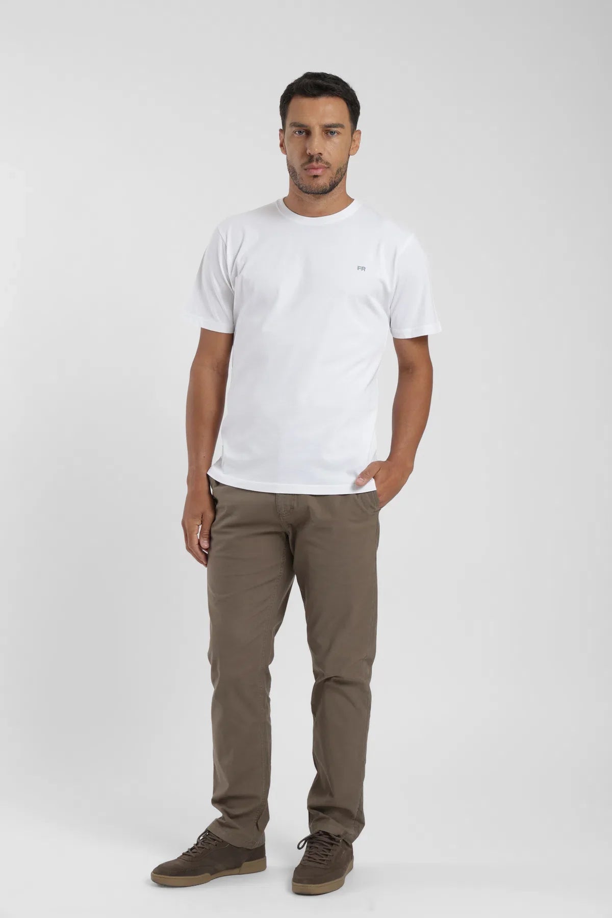 Label - Polera manga corta hombre Slim blanco Froens