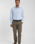 Label - Camisa manga larga non iron celeste