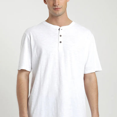 Polera manga corta hombre Mao blanco - Algodón orgánico slub